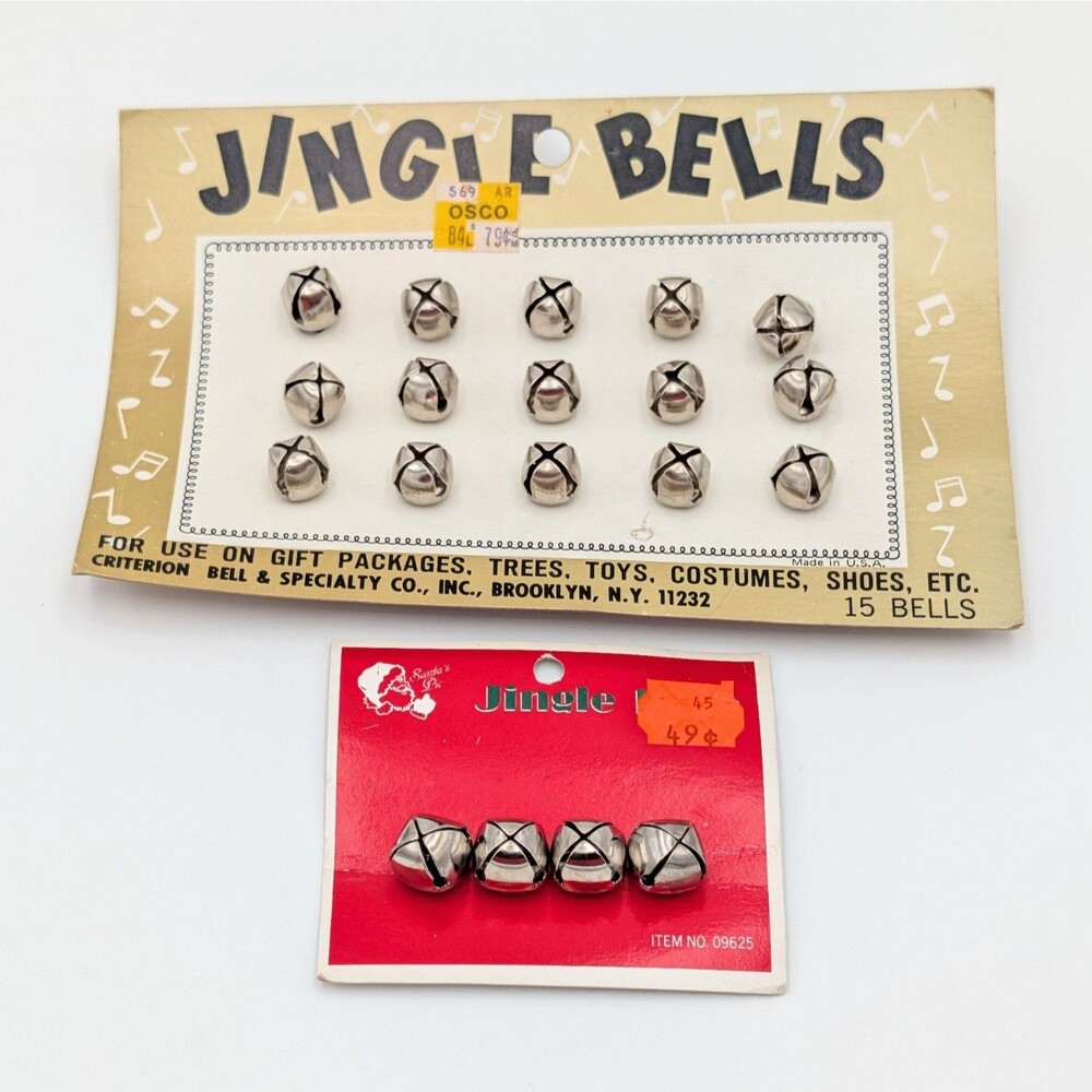 Vintage Christmas Jingle Bells 19 On Cards Criterion USA Santa's Pic Silver NOS